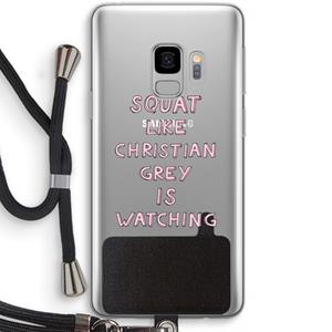 CaseCompany Christian Grey: Samsung Galaxy S9 Transparant Hoesje met koord