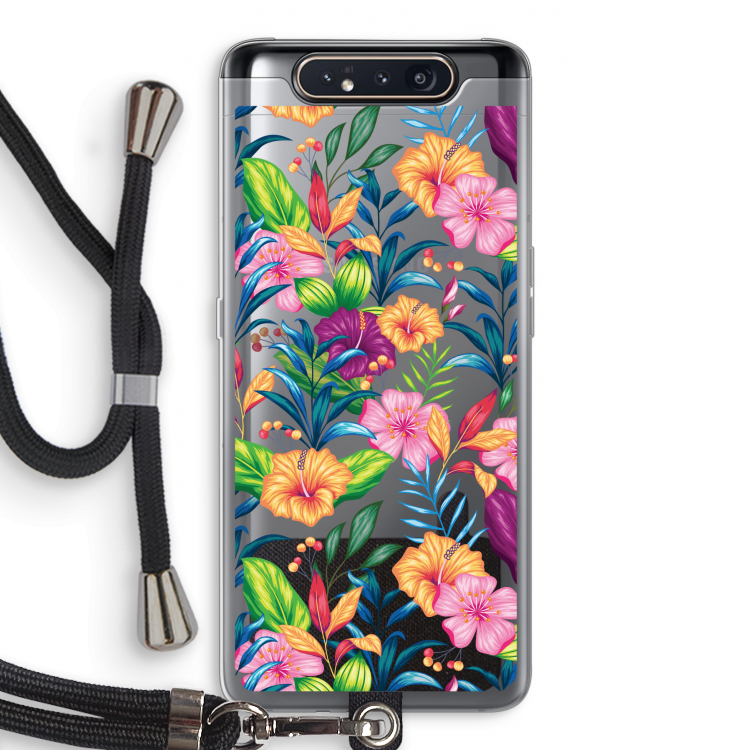 CaseCompany Tropisch 2: Samsung Galaxy A80 Transparant Hoesje met koord