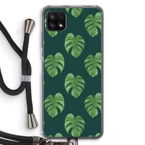 CaseCompany Monstera leaves: Samsung Galaxy A22 5G Transparant Hoesje met koord