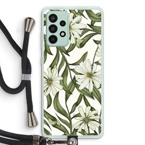 CaseCompany Wit bloemenpatroon: Samsung Galaxy A52s 5G Transparant Hoesje met koord