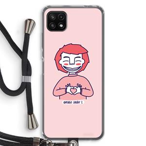 CaseCompany Hartje: Samsung Galaxy A22 5G Transparant Hoesje met koord