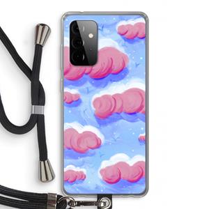 CaseCompany Roze wolken met vogels: Samsung Galaxy A72 5G Transparant Hoesje met koord