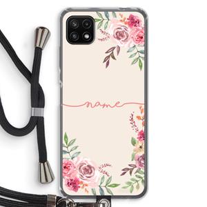 CaseCompany Rozen: Samsung Galaxy A22 5G Transparant Hoesje met koord