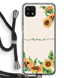CaseCompany Zonnebloemen: Samsung Galaxy A22 5G Transparant Hoesje met koord