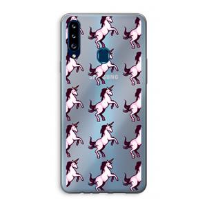 CaseCompany Musketon Unicorn: Samsung Galaxy A20s Transparant Hoesje