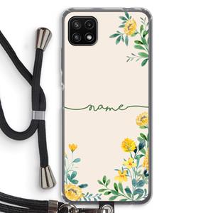 CaseCompany Gele bloemen: Samsung Galaxy A22 5G Transparant Hoesje met koord