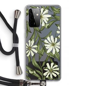 CaseCompany Wit bloemenpatroon: Samsung Galaxy A72 5G Transparant Hoesje met koord