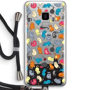 CaseCompany Kleurrijke katten: Samsung Galaxy S9 Transparant Hoesje met koord