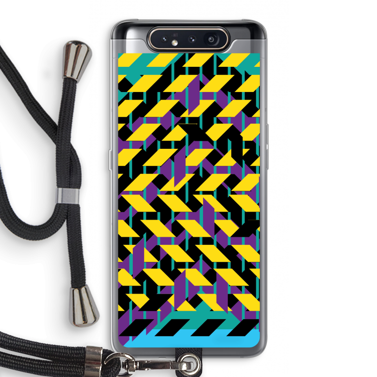 CaseCompany Skew Bee 3: Samsung Galaxy A80 Transparant Hoesje met koord