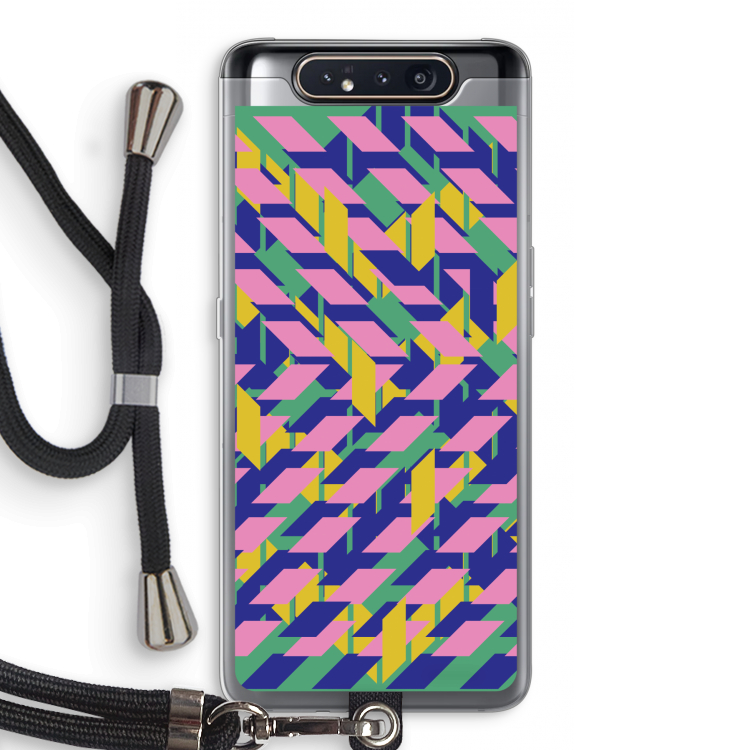 CaseCompany Skew Blush 1: Samsung Galaxy A80 Transparant Hoesje met koord