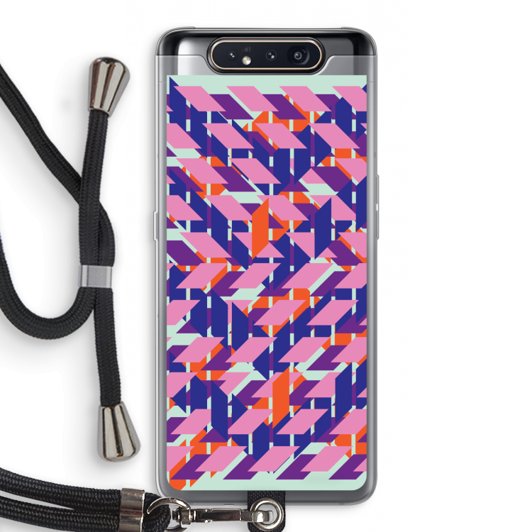 CaseCompany Skew Blush 3: Samsung Galaxy A80 Transparant Hoesje met koord