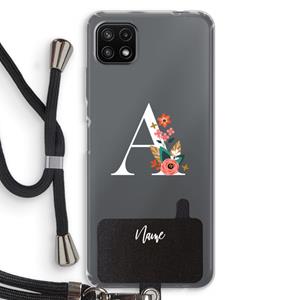 CaseCompany Pink Bouquet: Samsung Galaxy A22 5G Transparant Hoesje met koord