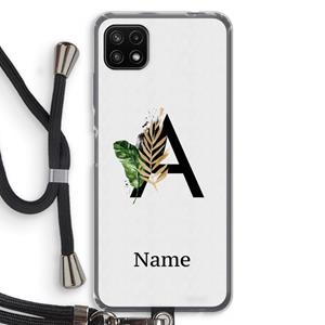 CaseCompany Charcoal Flora: Samsung Galaxy A22 5G Transparant Hoesje met koord