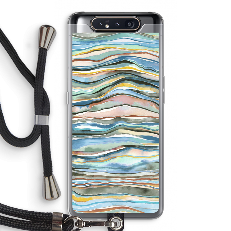 CaseCompany Watercolor Agate: Samsung Galaxy A80 Transparant Hoesje met koord