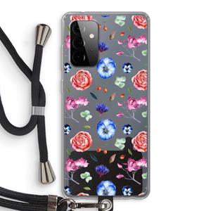 CaseCompany Bloemetjes: Samsung Galaxy A72 5G Transparant Hoesje met koord