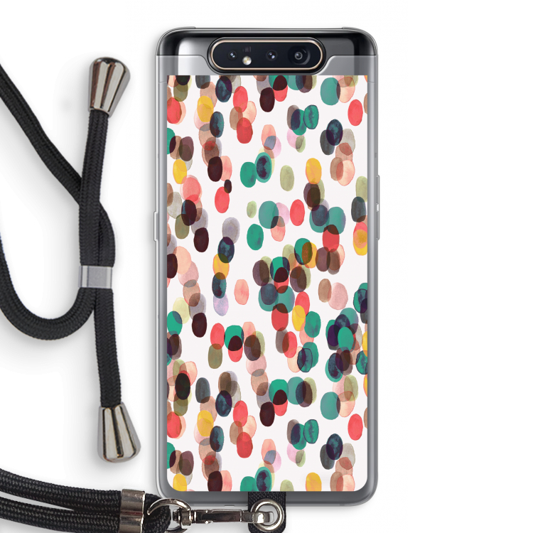 CaseCompany Tropical Dots: Samsung Galaxy A80 Transparant Hoesje met koord