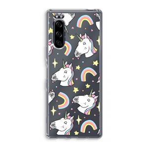 CaseCompany Rainbow Unicorn: Sony Xperia 5 Transparant Hoesje