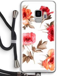 CaseCompany Roosjes: Samsung Galaxy S9 Transparant Hoesje met koord