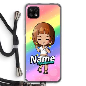 CaseCompany Chibi Maker vrouw: Samsung Galaxy A22 5G Transparant Hoesje met koord