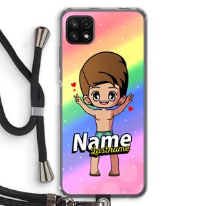 CaseCompany Chibi Maker man: Samsung Galaxy A22 5G Transparant Hoesje met koord