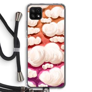 CaseCompany Katoen Wolken: Samsung Galaxy A22 5G Transparant Hoesje met koord