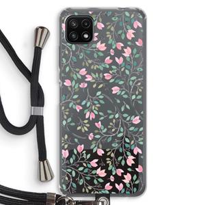 CaseCompany Sierlijke bloemen: Samsung Galaxy A22 5G Transparant Hoesje met koord