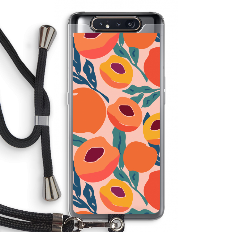 CaseCompany Perzik: Samsung Galaxy A80 Transparant Hoesje met koord