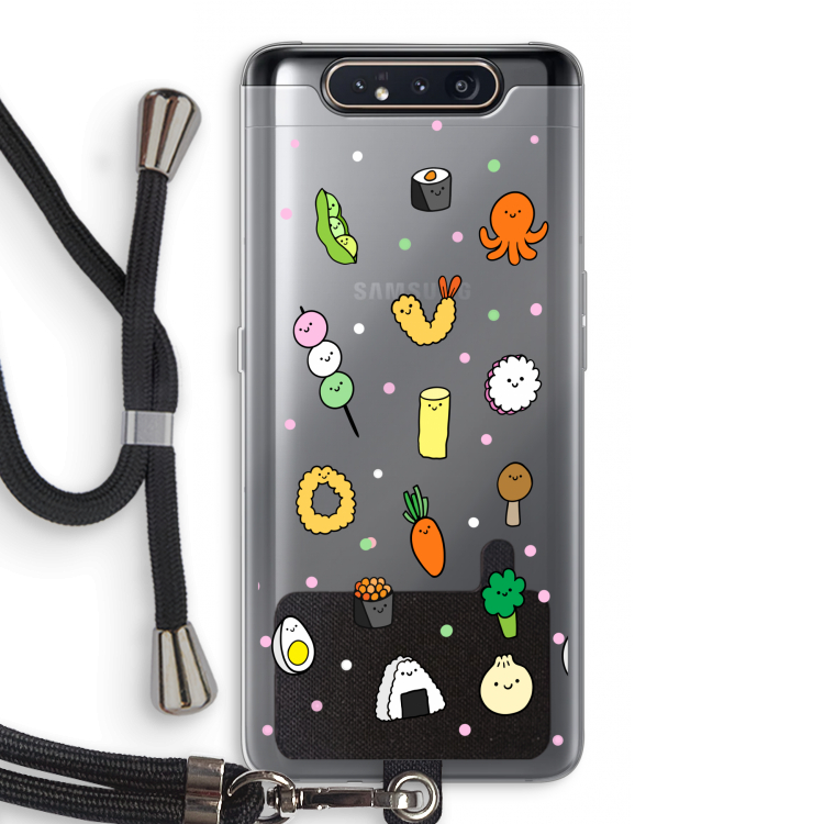 CaseCompany Happy bento friends: Samsung Galaxy A80 Transparant Hoesje met koord