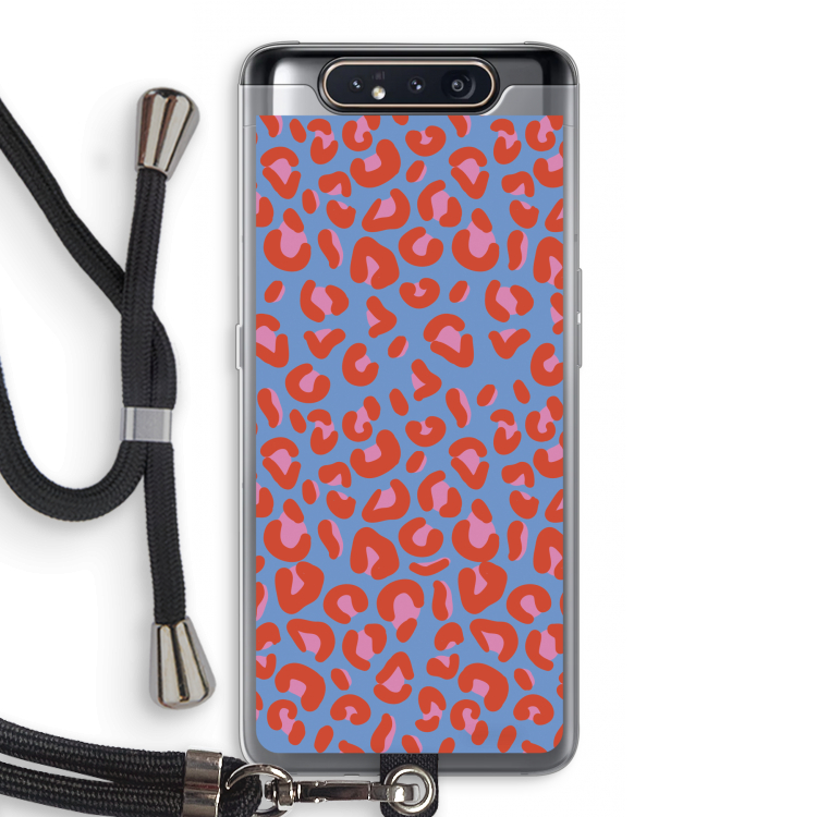 CaseCompany Leopard blue: Samsung Galaxy A80 Transparant Hoesje met koord