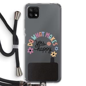 CaseCompany Happy days: Samsung Galaxy A22 5G Transparant Hoesje met koord
