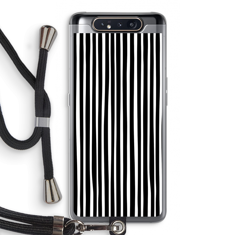 CaseCompany Stripes: Samsung Galaxy A80 Transparant Hoesje met koord