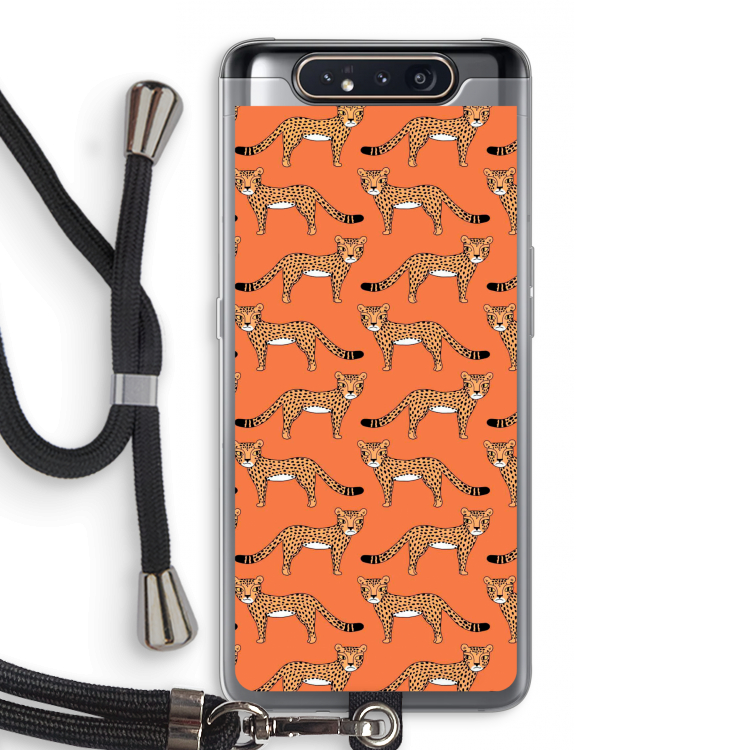 CaseCompany Cheetah: Samsung Galaxy A80 Transparant Hoesje met koord