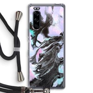 CaseCompany Pastel zwart: Sony Xperia 5 Transparant Hoesje met koord