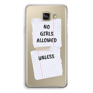 CaseCompany No Girls Allowed Unless: Samsung Galaxy A5 (2016) Transparant Hoesje