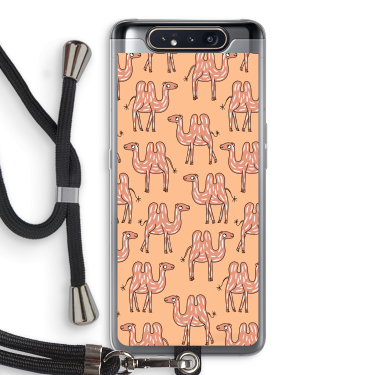 CaseCompany Kameel: Samsung Galaxy A80 Transparant Hoesje met koord