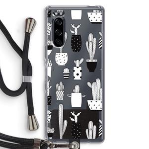 CaseCompany Cactusmotief: Sony Xperia 5 Transparant Hoesje met koord