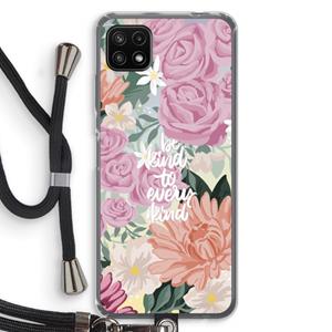 CaseCompany Kindness matters: Samsung Galaxy A22 5G Transparant Hoesje met koord