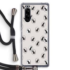 CaseCompany Miauw: Sony Xperia 5 Transparant Hoesje met koord