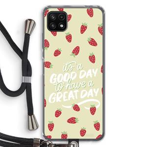 CaseCompany Don't forget to have a great day: Samsung Galaxy A22 5G Transparant Hoesje met koord