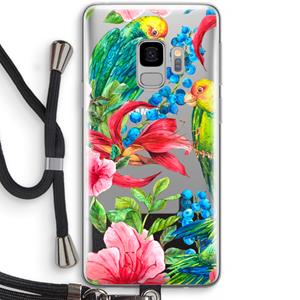 CaseCompany Papegaaien: Samsung Galaxy S9 Transparant Hoesje met koord