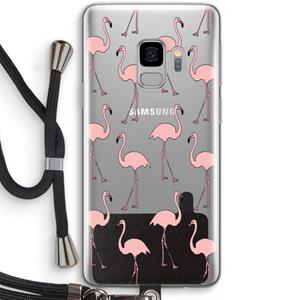 CaseCompany Anything Flamingoes: Samsung Galaxy S9 Transparant Hoesje met koord