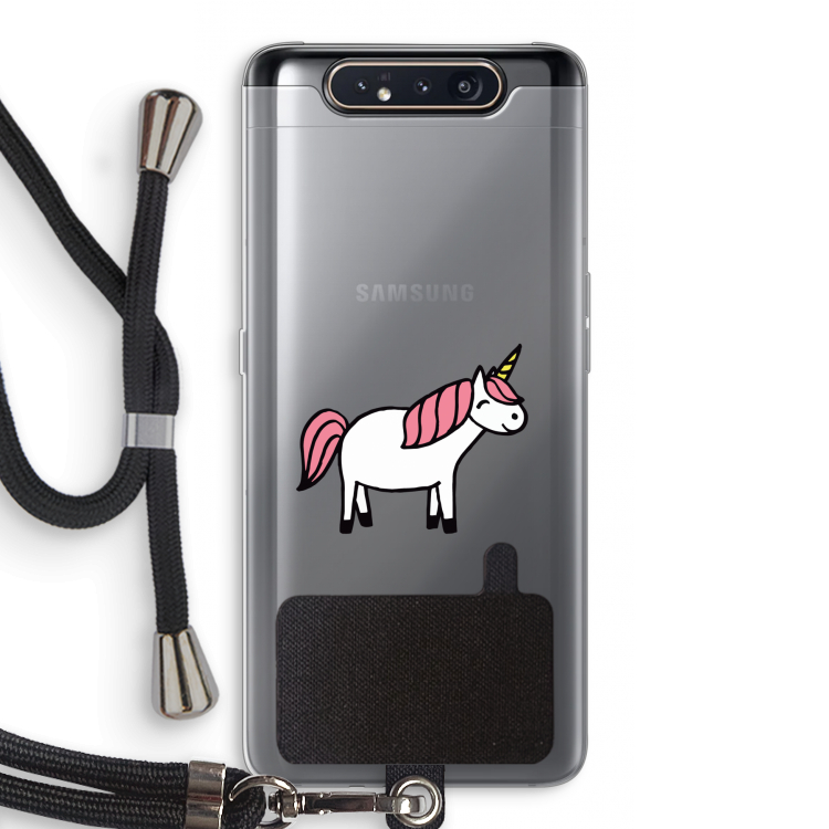 CaseCompany Eenhoorn: Samsung Galaxy A80 Transparant Hoesje met koord