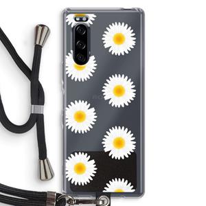 CaseCompany Margrietjes: Sony Xperia 5 Transparant Hoesje met koord
