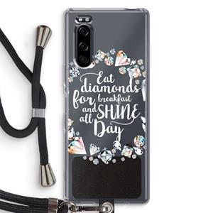 CaseCompany Diamonds: Sony Xperia 5 Transparant Hoesje met koord