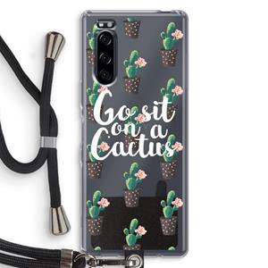 CaseCompany Cactus quote: Sony Xperia 5 Transparant Hoesje met koord