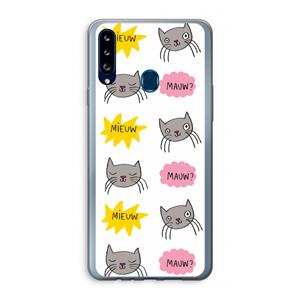CaseCompany Meow: Samsung Galaxy A20s Transparant Hoesje