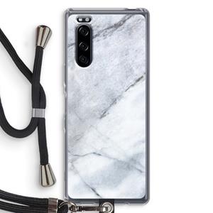 CaseCompany Witte marmer: Sony Xperia 5 Transparant Hoesje met koord