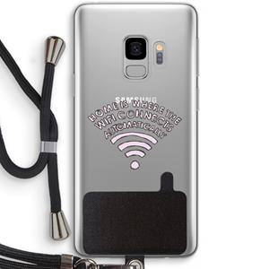 CaseCompany Home Is Where The Wifi Is: Samsung Galaxy S9 Transparant Hoesje met koord