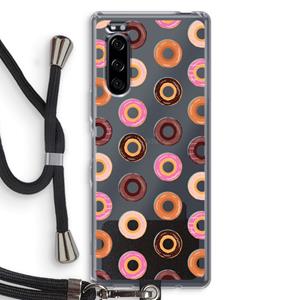 CaseCompany Donuts: Sony Xperia 5 Transparant Hoesje met koord