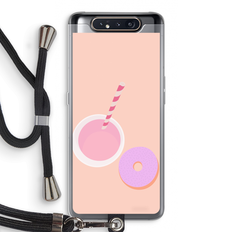 CaseCompany Donut: Samsung Galaxy A80 Transparant Hoesje met koord